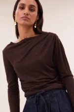 Leya Sparkle Top - Chocolate Brown