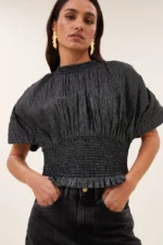 Mela Lurex Blouse - Silver