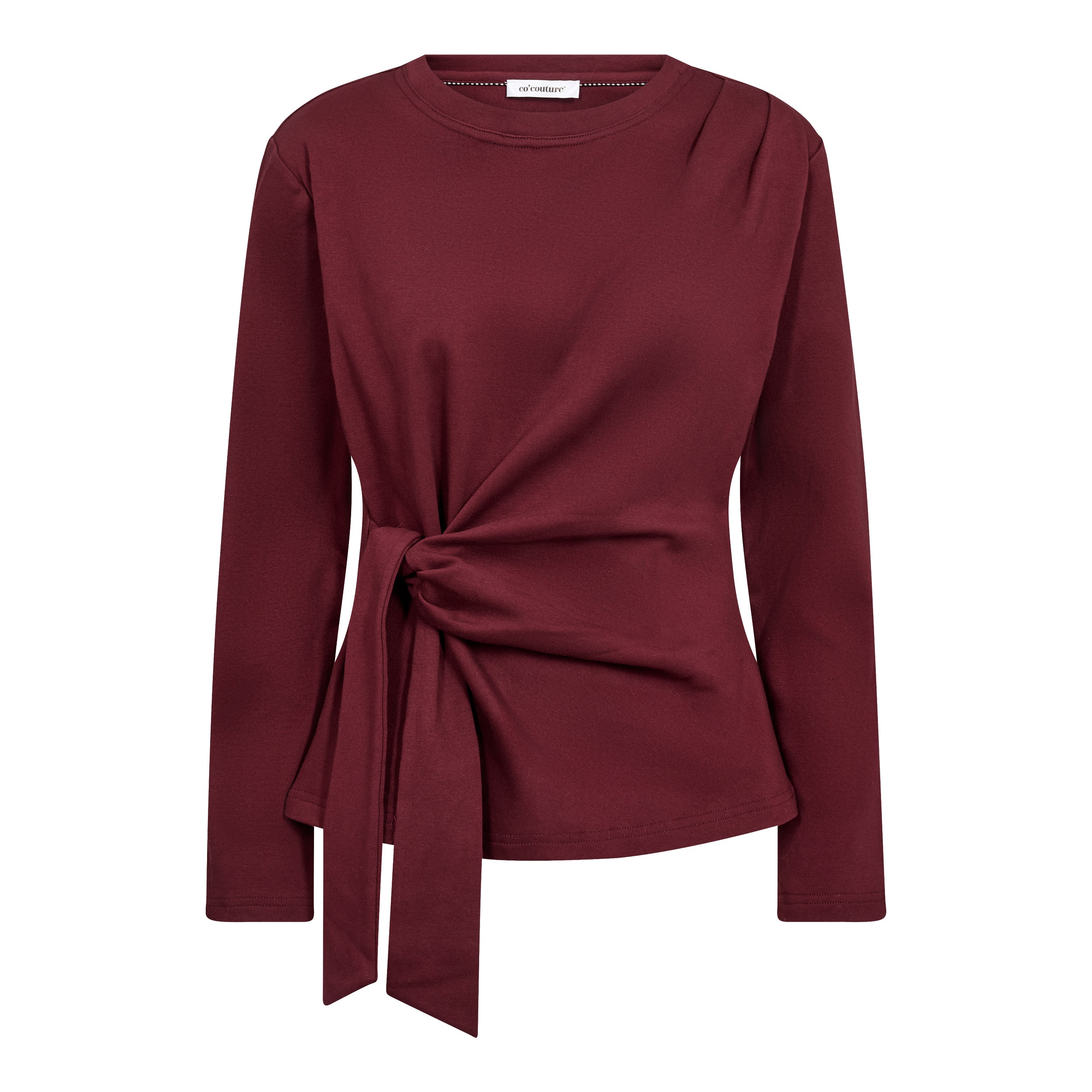 500404-OrianeCC-LS-Pleat-Tie-Tee-30005-11 - Packshot OrianeCC LS Pleat Tie Tee - Wine Red - Afbeelding 1