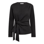 OrianeCC LS Pleat Tie Tee - Black