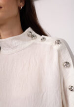 CamelloCC Asym Button Blouse - Off White - Afbeelding 2