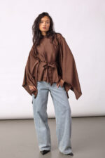 IdunCC Poncho Blouse - Dark Brown - Afbeelding 2