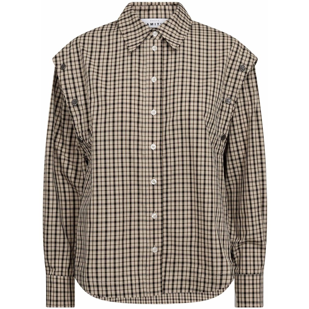 HL10834_Mocca Ruby Check Button Sleeve Shirt - Mocca/Beige Check - Afbeelding 1