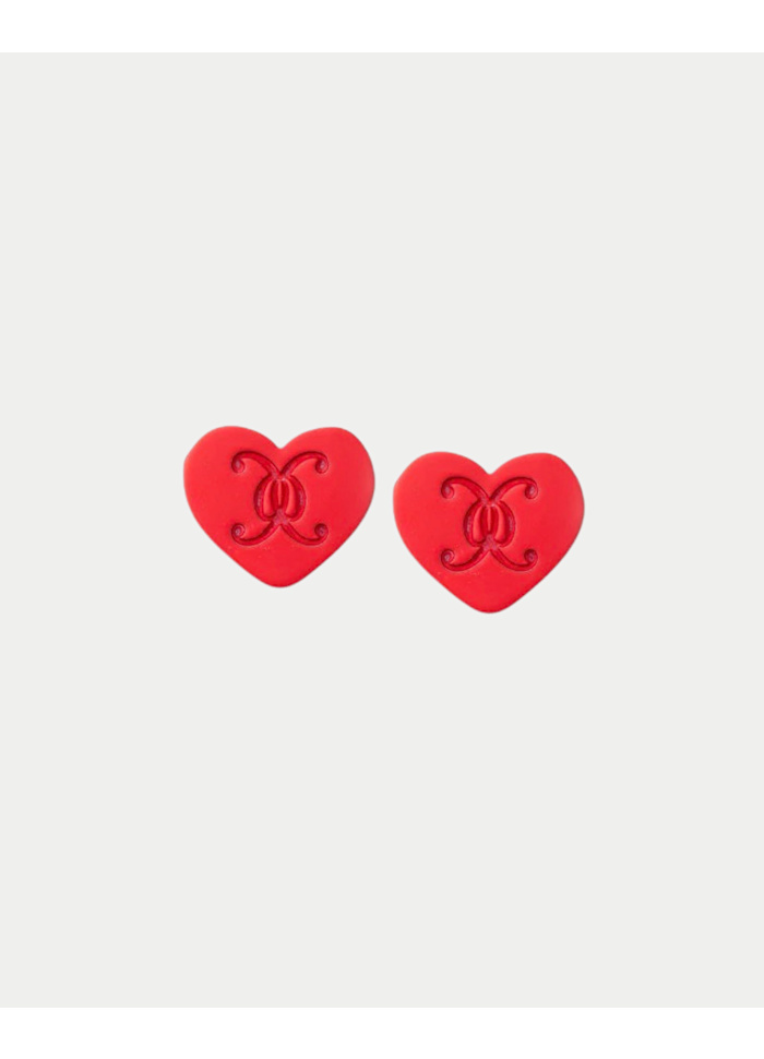 ivfqfbldjxadwyrl322o Heart logo stud earrings - Red - Afbeelding 1