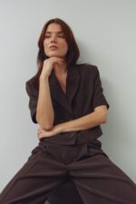 N-Leanne SS Cropt Blazer - Chocolate - Afbeelding 3