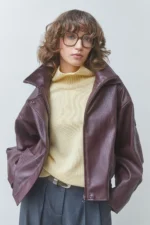 Early Faux Leather Jacket - Prune - Afbeelding 2