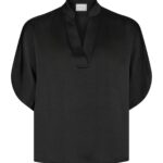 Anelle Heavy Sateen Blouse - Black