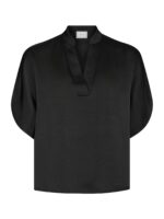Anelle Heavy Sateen Blouse - Black
