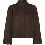 Tirsa Faux Suede Jacket - Dark Brown