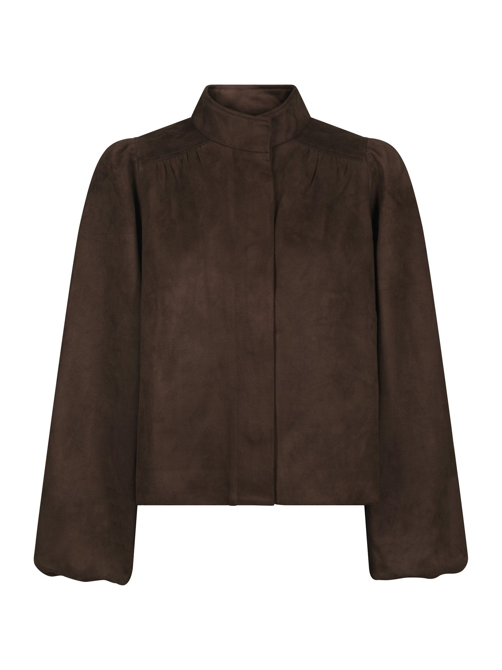 168389_676_0 Tirsa Faux Suede Jacket - Dark Brown - Afbeelding 1