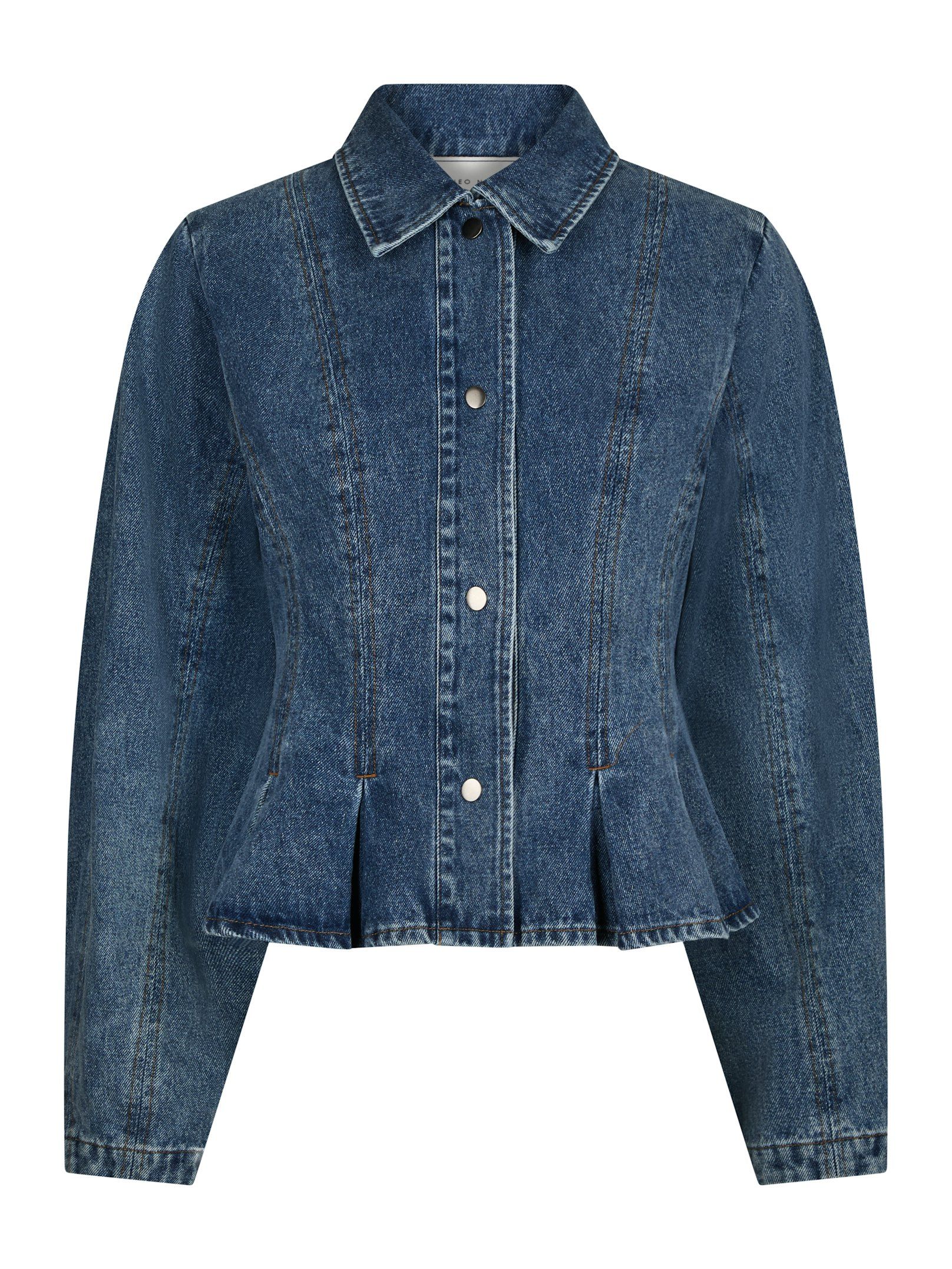 169549_140_0 Rivora Denim Peplum Jacket - Blue - Afbeelding 1
