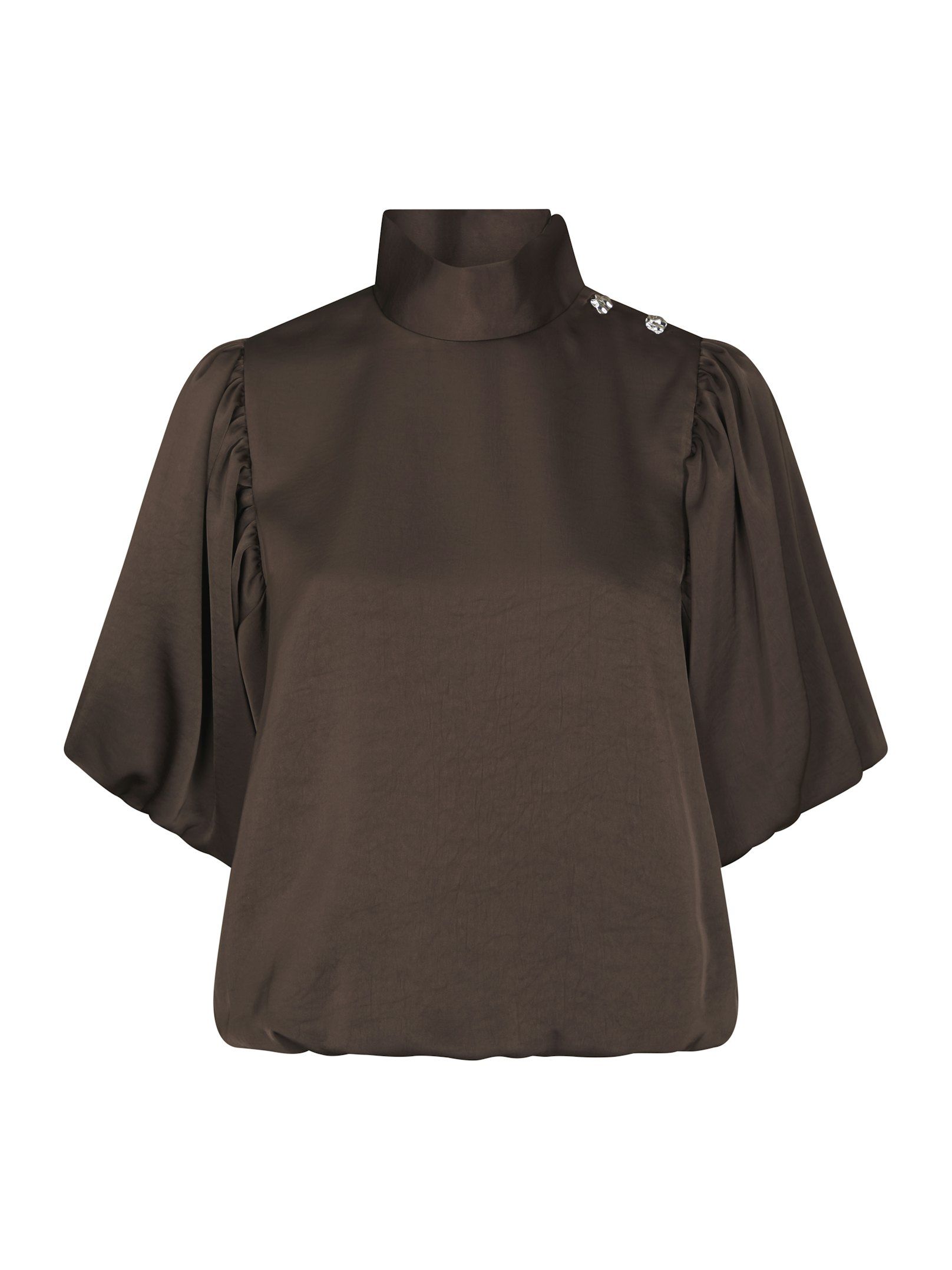 170396_676_0 Parisa Heavy Sateen Blouse - Dark Brown - Afbeelding 1