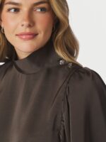 Parisa Heavy Sateen Blouse - Dark Brown - Afbeelding 2