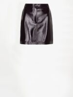 Evon Faux Crackle Leather Mini Skirt - Dark Plum