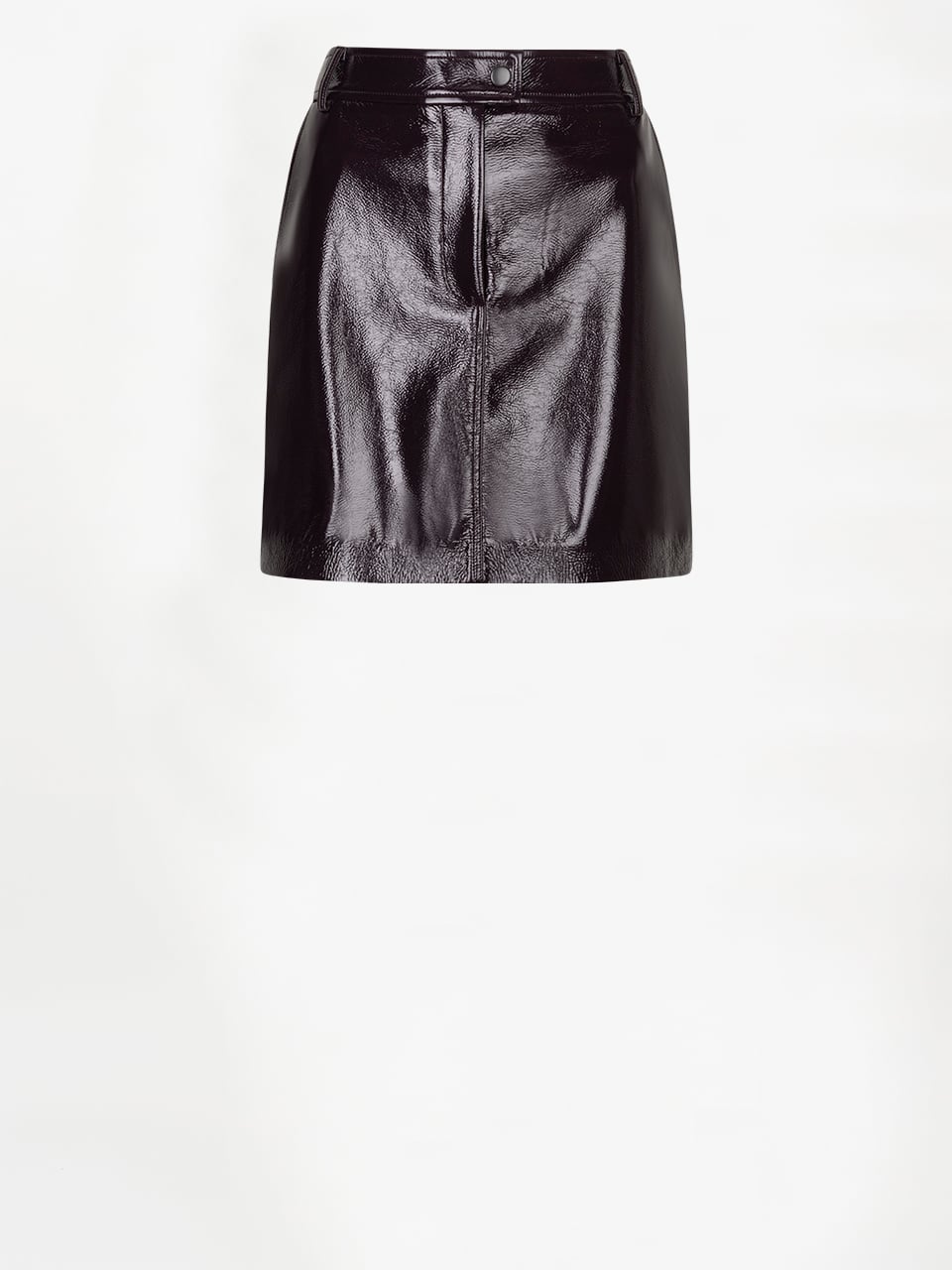 263132_7476_D1_477 Evon Faux Crackle Leather Mini Skirt - Dark Plum - Afbeelding 1