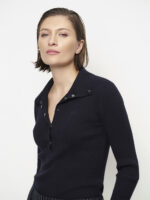 Lisai Rib-Knitted Polo Sweater - Dark Plum - Afbeelding 2