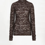 Irony Lace Turtle Neck Top - Dark Plum