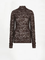 Irony Lace Turtle Neck Top - Dark Plum
