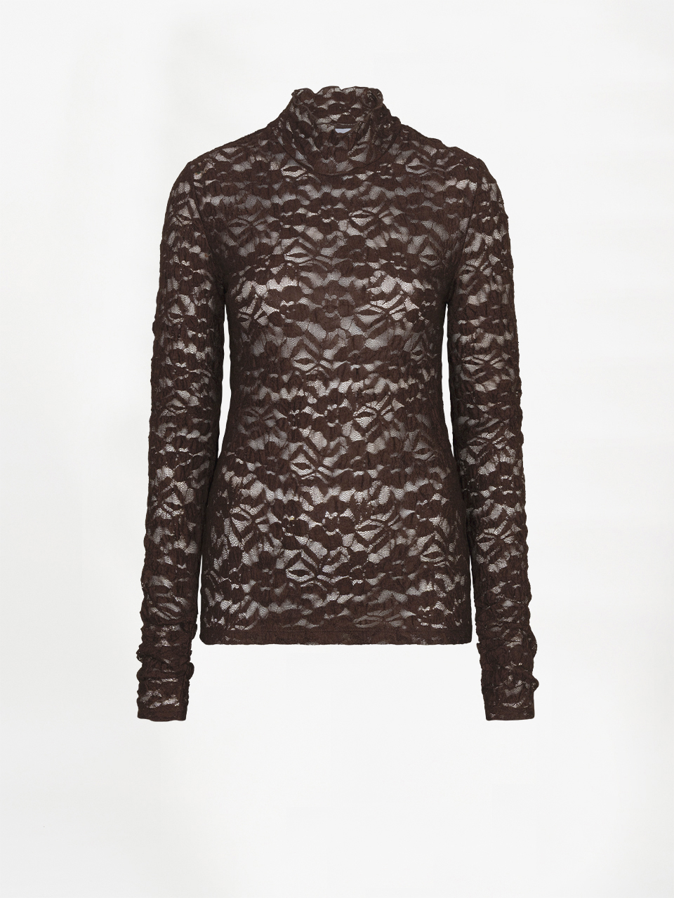 263275_8880_D1_851 Irony Lace Turtle Neck Top - Dark Plum - Afbeelding 1