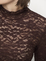Irony Lace Turtle Neck Top - Dark Plum - Afbeelding 2
