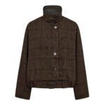 OlvaCC Check Balloon Jacket - Dark Brown