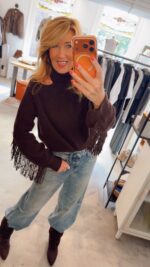 Siega Cut-Out Fringe Sweater - Espresso Brown