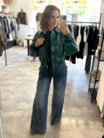 Dalyn Crackle Faux Leather Bomber - Evergreen - Afbeelding 2