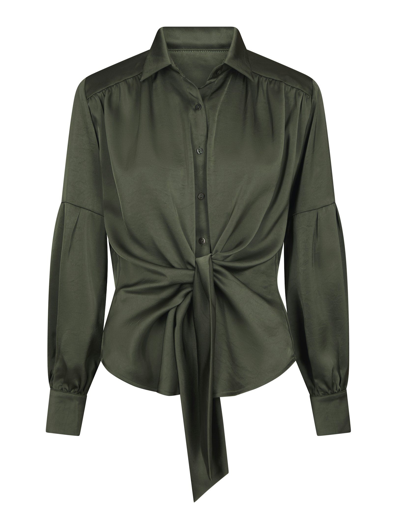160801_591_0_6 Naja Satin Shirt - Deep Green - Afbeelding 1