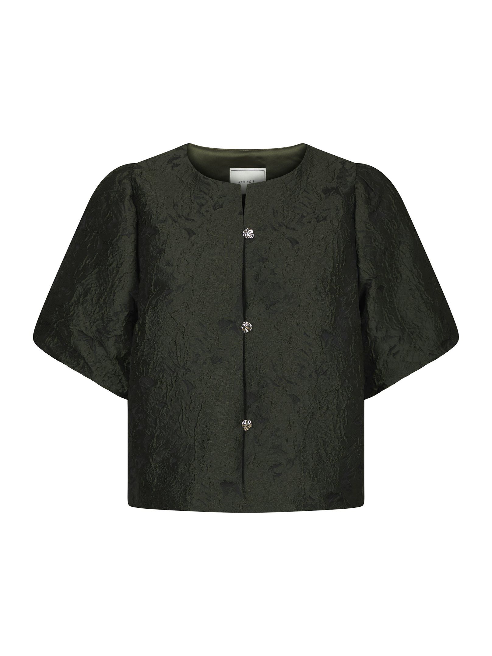 166369_155_0 Aisa Brocade Blouse - Dark Green - Afbeelding 1