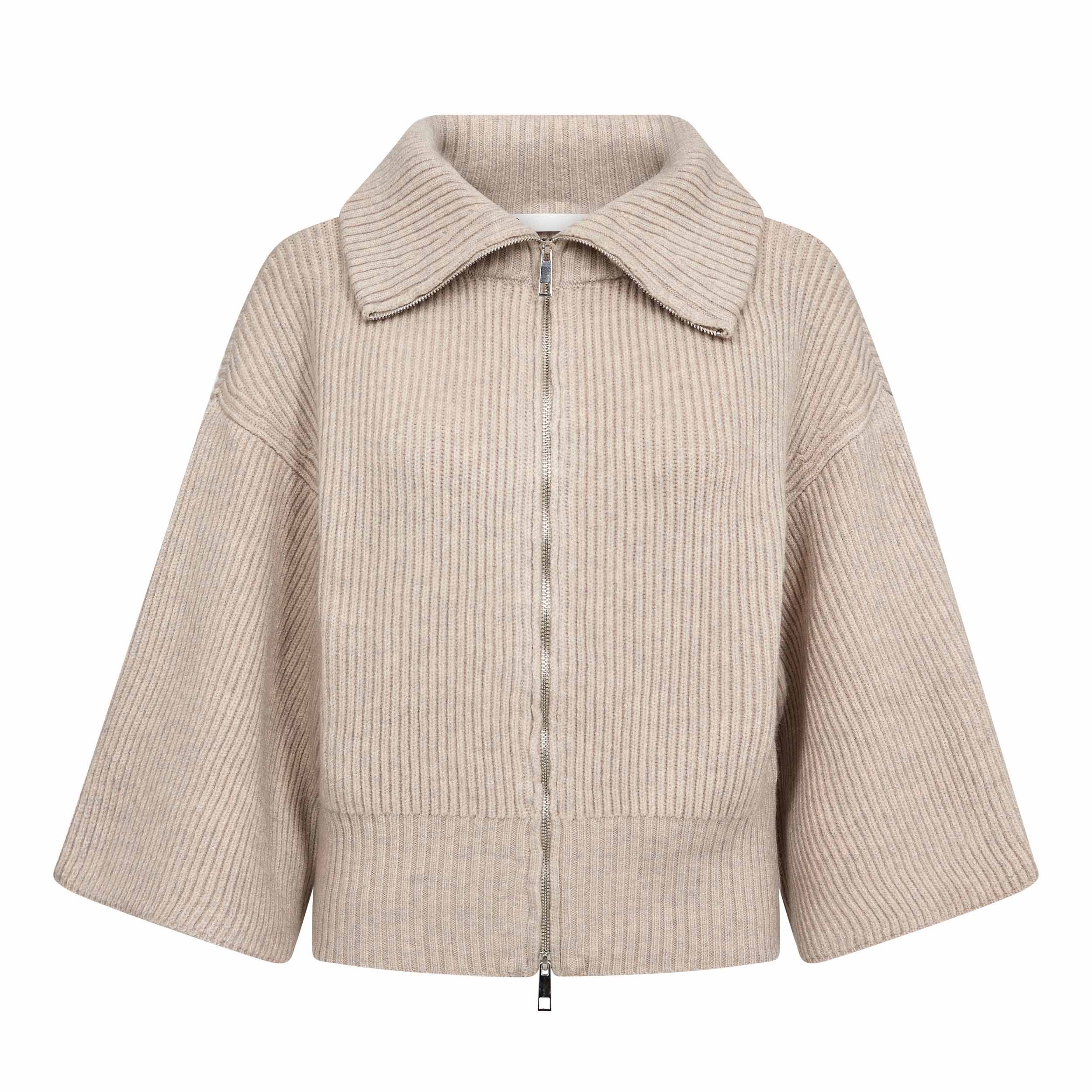 500542-RowCC-Zip-SS-Knit-10006-11 RowCC Zip SS Knit - Bone - Afbeelding 1
