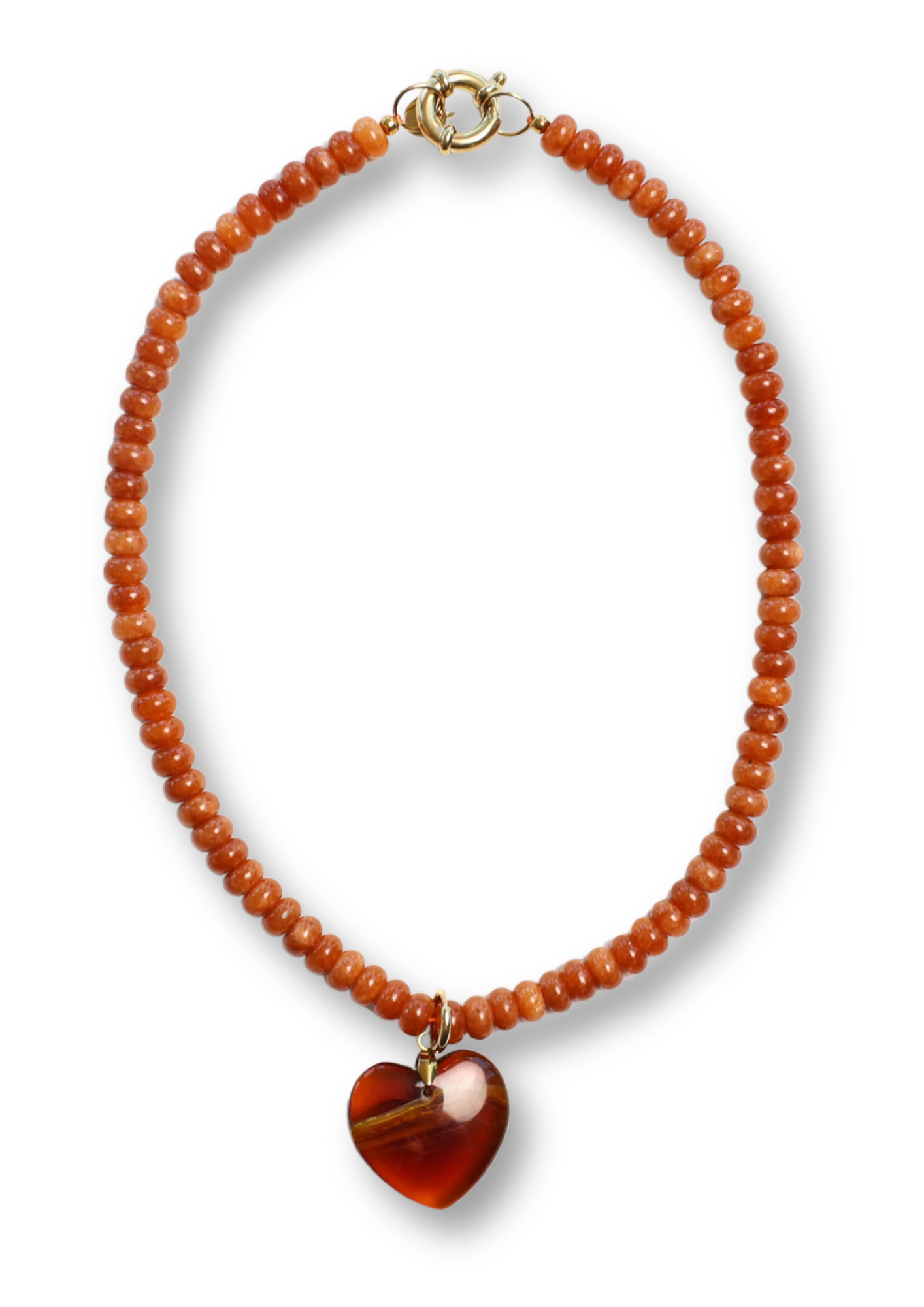 AW26-Packshots_82 Bonnie Studio's - Camel Heart Necklace - Orange - Afbeelding 1