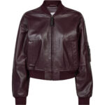 Yasmin Leather Bomber Jacket - Wine (PRE-ORDER)
