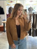 Jacky Suede Leather Jacket - Cognac
